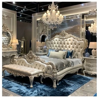Modern Double Bed Master Bedroom Luxury French Light Luxury Princess Bed Solid Wood Wedding Bed