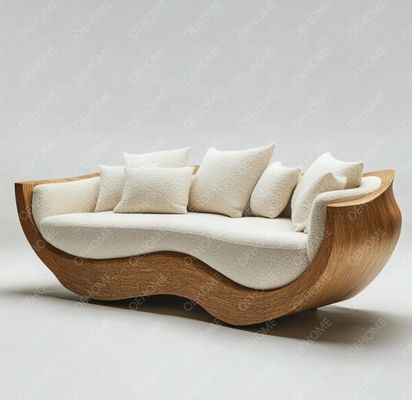Curved Garden Furniture Living Room Wooden Sofa Set With Modern Design And Customizable Options