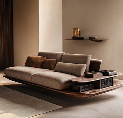 Living Room Funiture Italian Modern Leather Combination Sofa With Elegant European Wooden Design And Sponge Filling