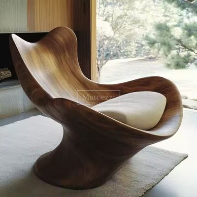 Modern Unique Shaped Leisure Chair Recliner Operating Mechanism Handle Solid Wood Armchair For Home Hotel