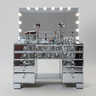Wooden Makeup Vanity Dressing Table Set With Drawer And Mirror In Customized Color Wood