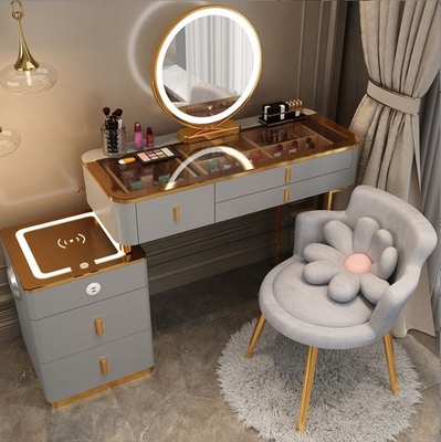 Smart Furniture Modern Simple Multi Functional Princess Dressing Table Side Cabinet Vanity With Mirror Chair Smart Table
