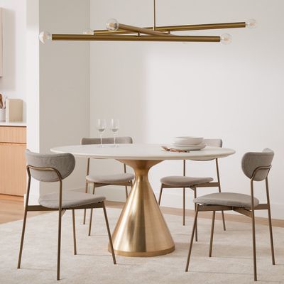 Marble Top Steel Gold Pedestal Tables For Coffee Living Room