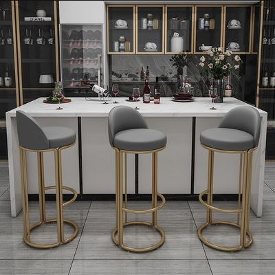 Modern High Gold Outdoor Italian Colorful Metal Frame Iron Bar Stools for Restaurants