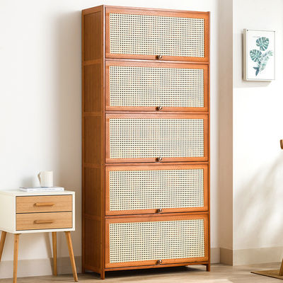 Customized Slim Bamboo Wooden Shoe Cubby Storage Cabinet