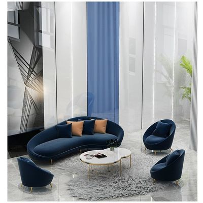 Parlor Rest Area Reception Chair Set With Customized Size And Three Seat Velvet Couch