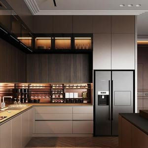 Acrylic Assembled Kitchen Cabinets Furniture Solid MDF Wood