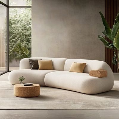 Fabric Covered Density Sponge-Filled Solid Wood Frame Sofa Set For Contemporary Design Home Furniture Villa Living Room