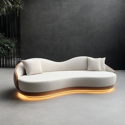 Curved Modular Boucle Fabric Decor Sofa Cozy Sectional Floor Corner Sofa Furniture Modern Living Room Set