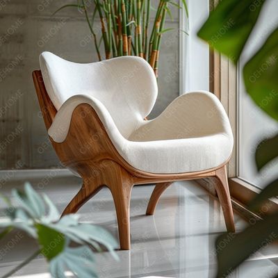 Home Furniture Italian Light Luxury Lounge Chair Living Room Solid Wood Frame Armchair Oak Wood Leg Lint Mat Single Sofa Chair