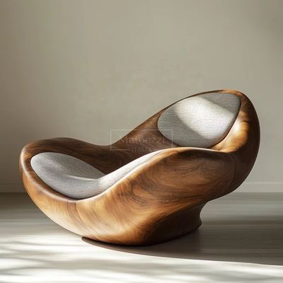 Cover Material Modern Minimalist Reclining Armchair Unique Shaped Solid Wood Leisure Chair For Home Hotel Office Bar
