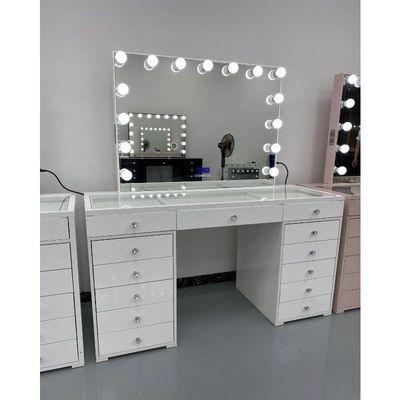 Y Packing Modern Dressing Table With Light Mirror Bedroom Vanity Dresser Makeup Desktop Led Mirrors Set Drawers Dressers