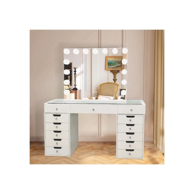 Touch Screen Metal Frame 15 Bulbs Make Up Makeup Mirror With Lights Led Vanity Mirror