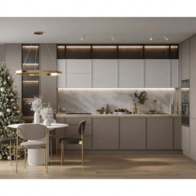 Acrylic Assembled Kitchen Cabinets Furniture Solid MDF Wood 1