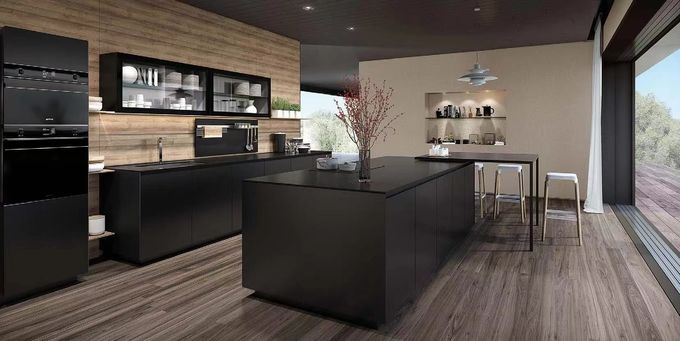 ISO9001 Modern Wood Prefab Kitchen Cabinets Solution Assembled 0