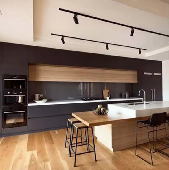 Corner Kitchen MDF Cabinets Pantry White Black Modular 0