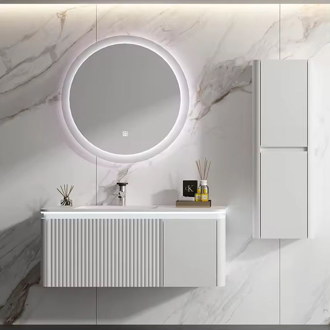 LED Mirrored Bathroom Cabinets Toilet Vanity Cupboard Restroom Sink 0