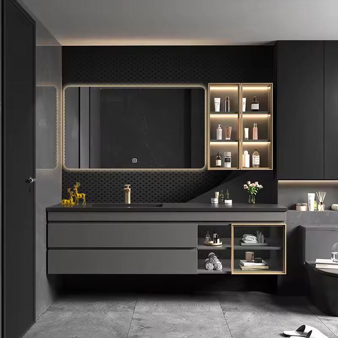 Wall Mounted Modern Bathroom Cabinets For Cloakroom Makeup 54 Inch 0