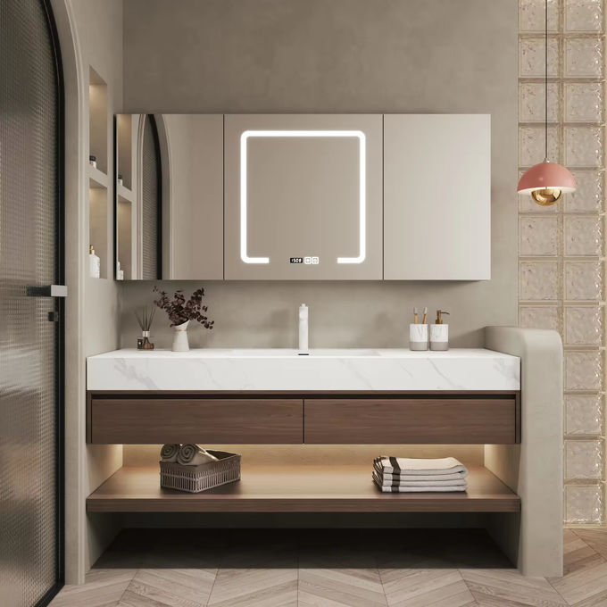 MDF Board timber Bathroom Sink Cabinets Unit Silver Mirror 1