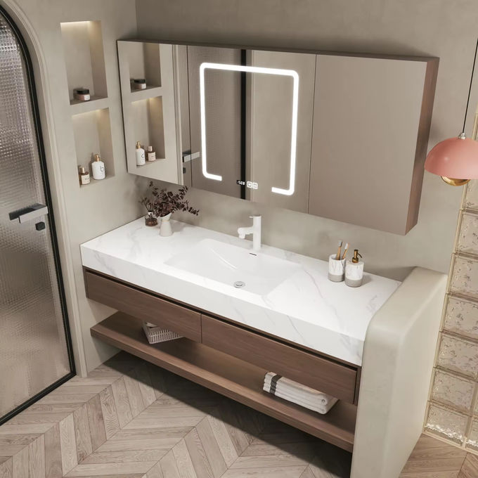MDF Board timber Bathroom Sink Cabinets Unit Silver Mirror 2
